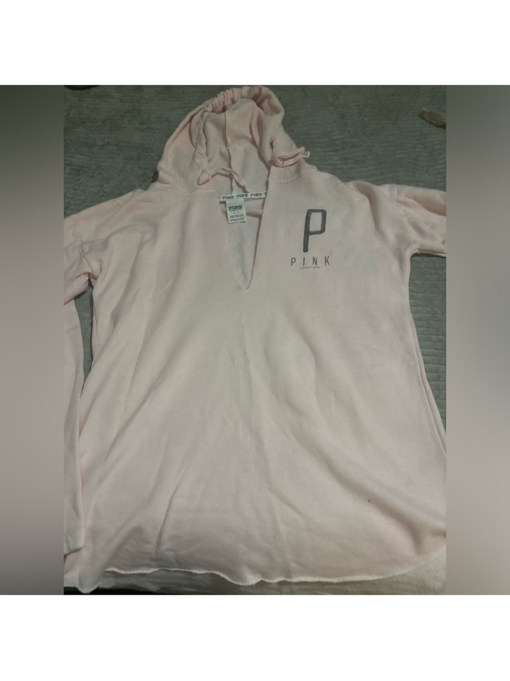 PINK Victoria's Secret Light Pink Hooded Pullover with V-Slit